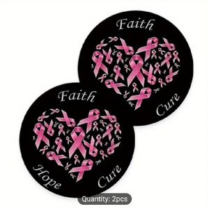 🌴 Faith Hope Cure Pink Ribbon Coasters